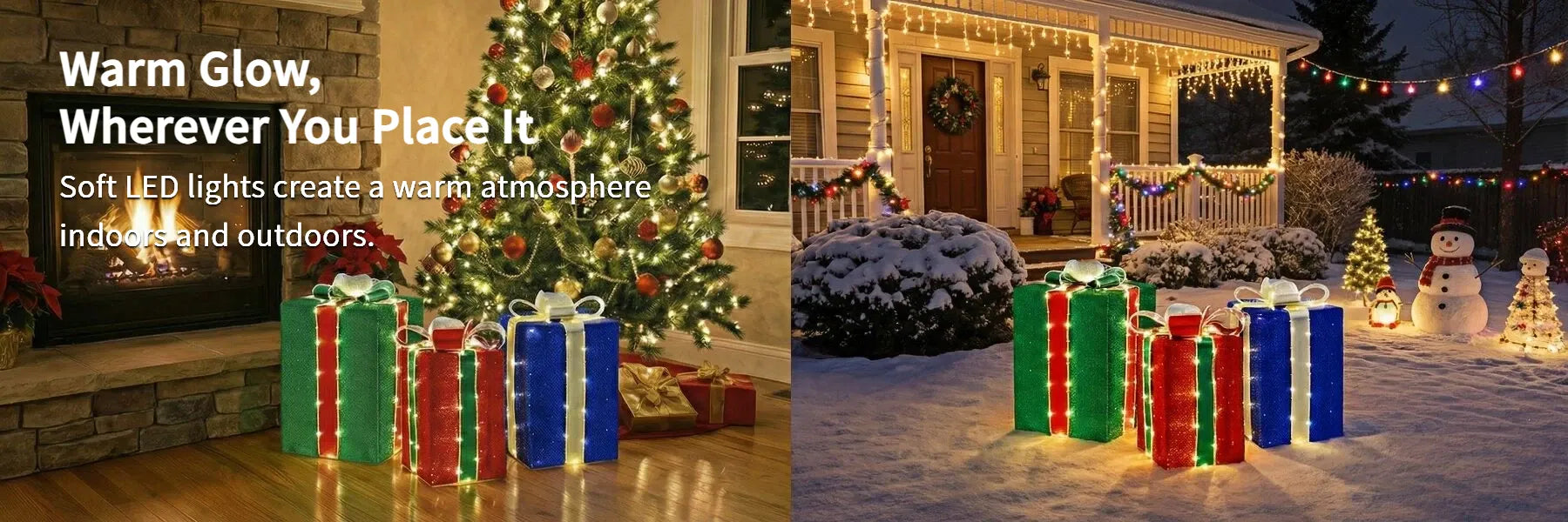 SUNJOY 20 Inch Set of 3 Lighted Gift Boxes with LED Lights