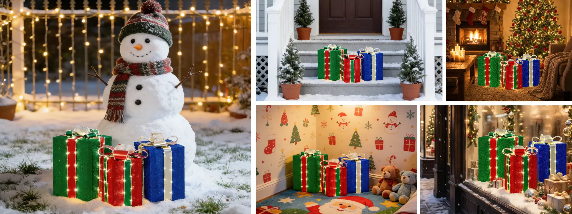 SUNJOY 20 Inch Set of 3 Lighted Gift Boxes with LED Lights