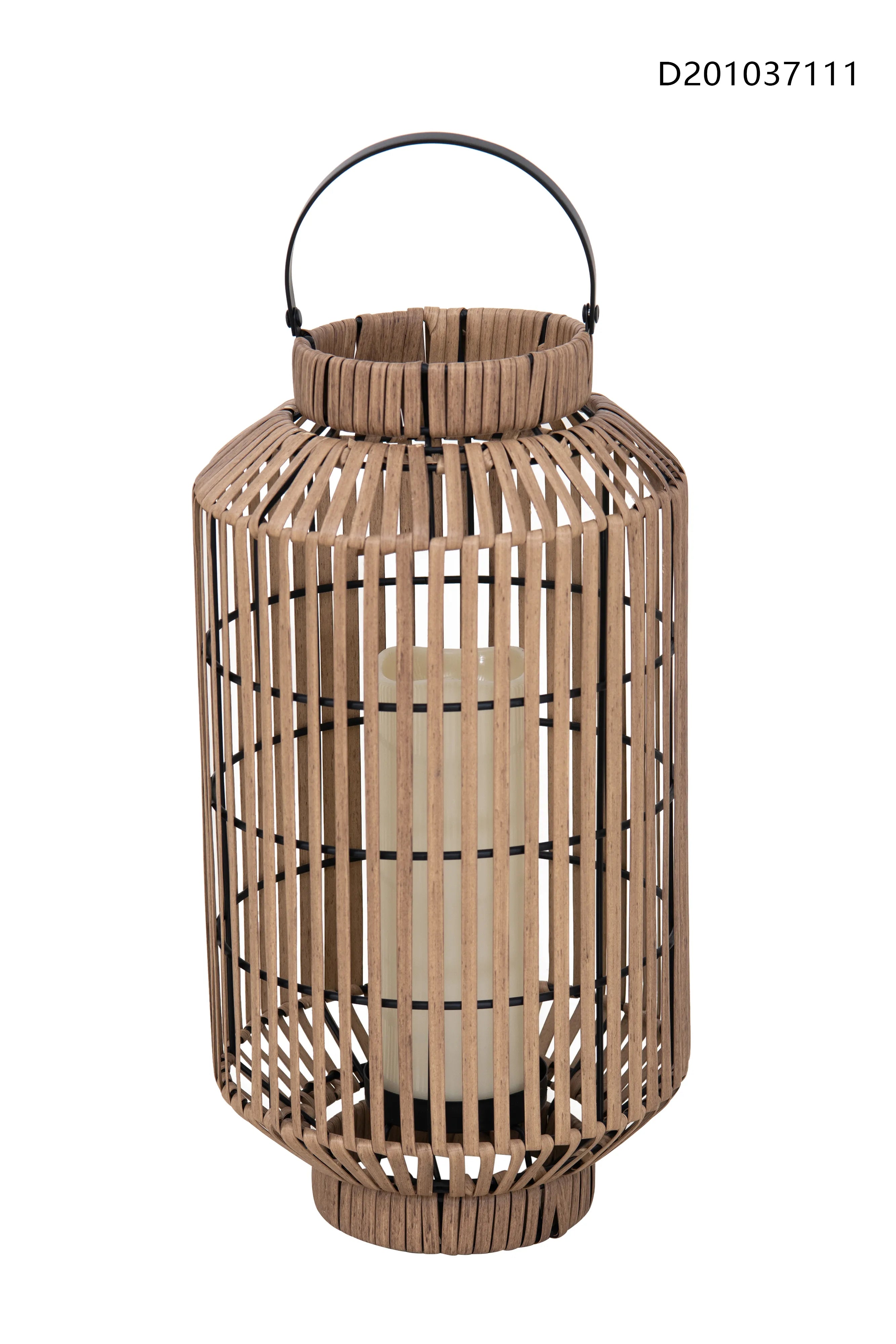 Style Selections 8.5-in x 15.9-in brown Rattan LED light Outdoor Decorative Lantern
