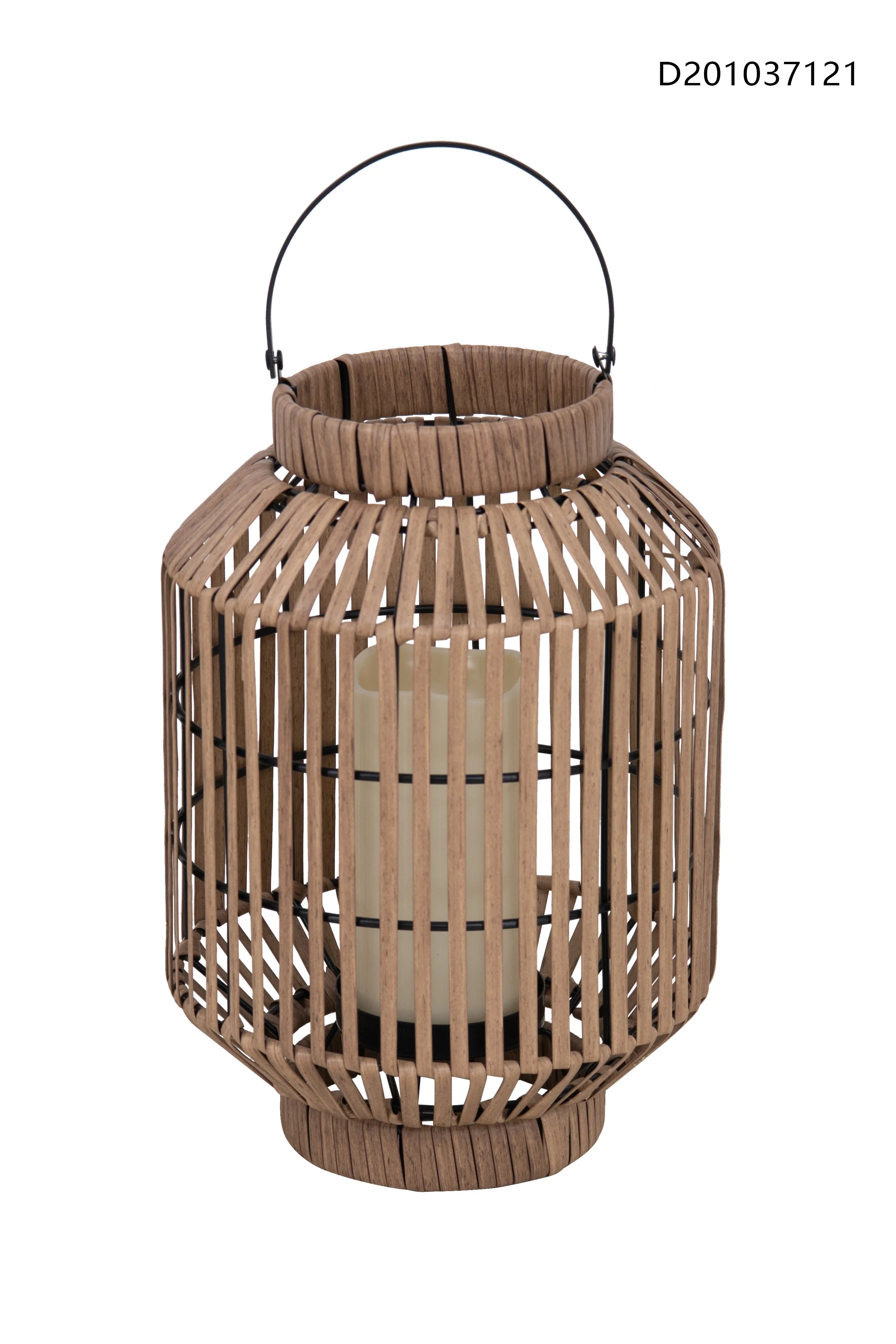 Style Selections 8.5-in x 12-in brown Rattan LED light Outdoor Decorative Lantern