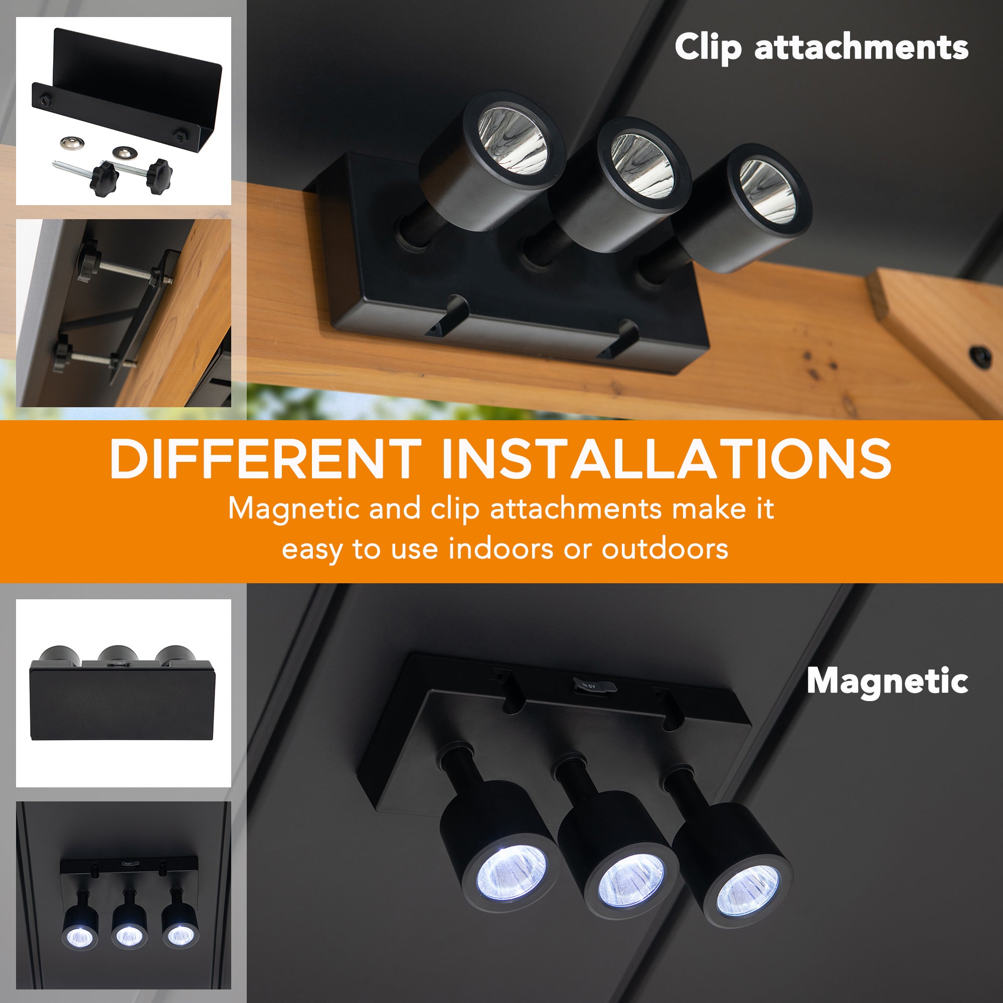 SUNJOY 9W LED Spot Light with Magnetic Attachment and Remote.