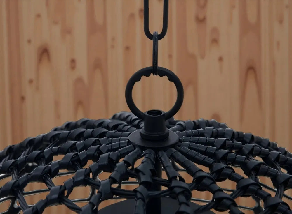 SUNJOY Outdoor Chandelier Wicker Hanging Light Fixture with Remote Control - Black