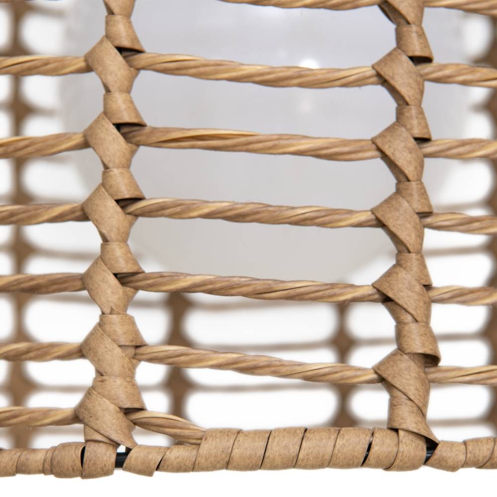 SUNJOY Outdoor Chandelier Wicker Hanging Light Fixture with Remote Control - Light Brown