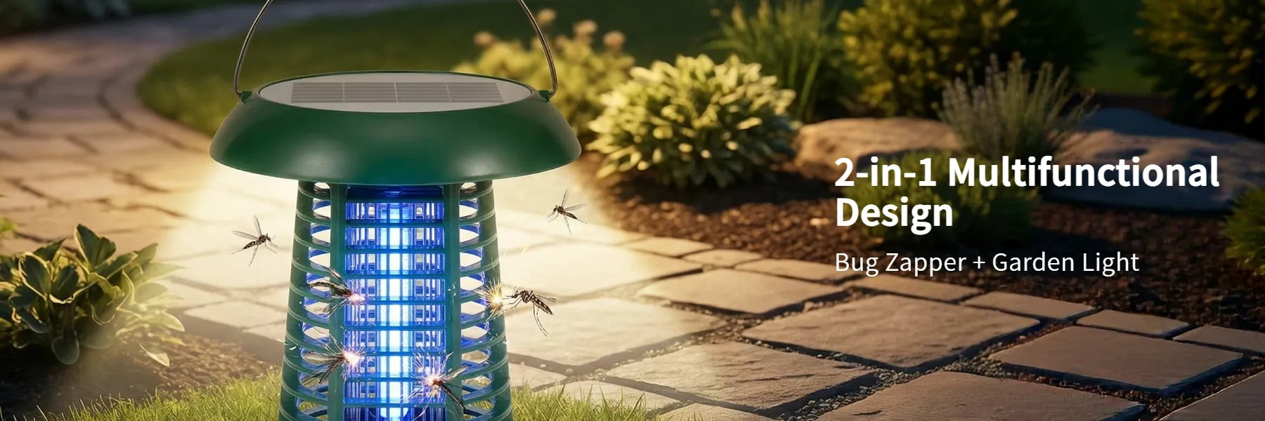SUNJOY 2 in 1 Solar Powered Bug Zapper with Solar Panel and UV Light
