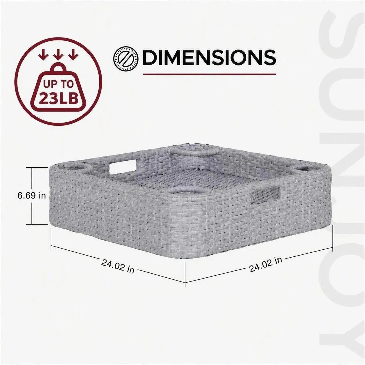 Aquasis Wicker Floating Pool Tray 24" x 24" - Harbor Gray