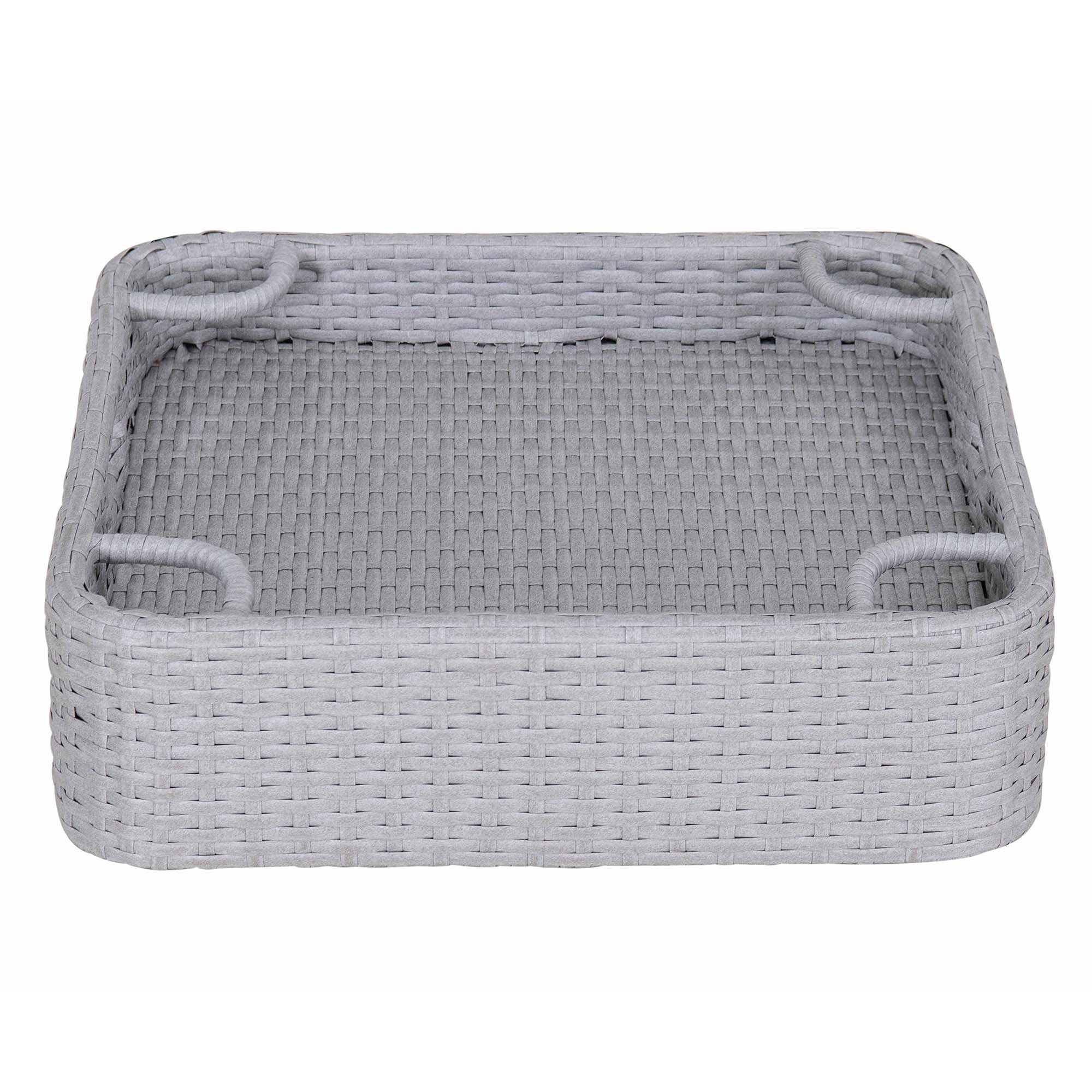SUNJOY 24x24 Inch Aluminum Frame Wicker Floating Tray for Pool.