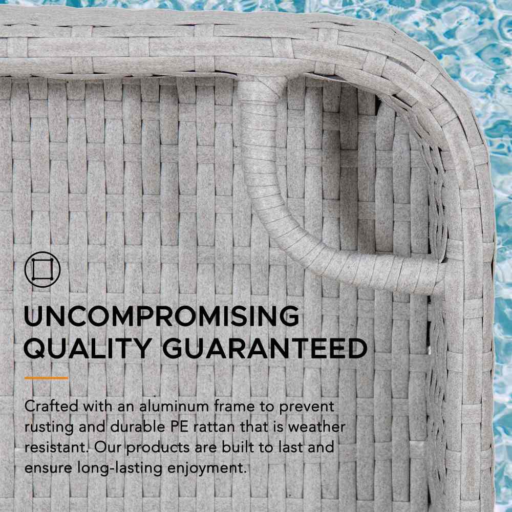 SUNJOY 24x24 Inch Aluminum Frame Wicker Floating Tray for Pool.