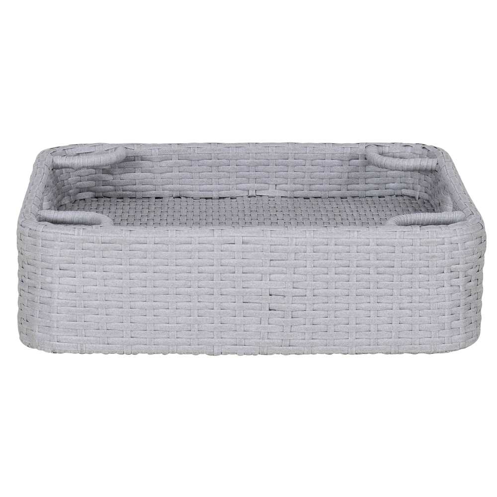 SUNJOY 24x24 Inch Aluminum Frame Wicker Floating Tray for Pool