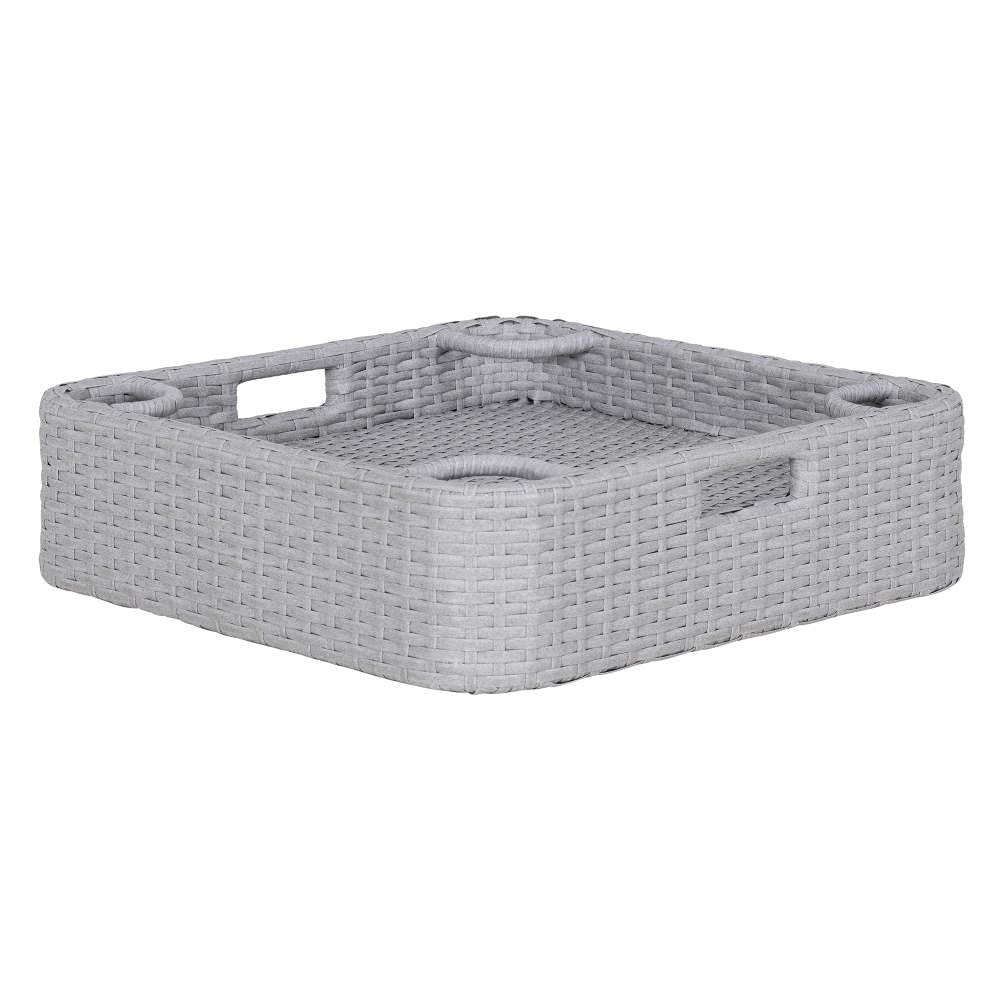 SUNJOY 24x24 Inch Aluminum Frame Wicker Floating Tray for Pool