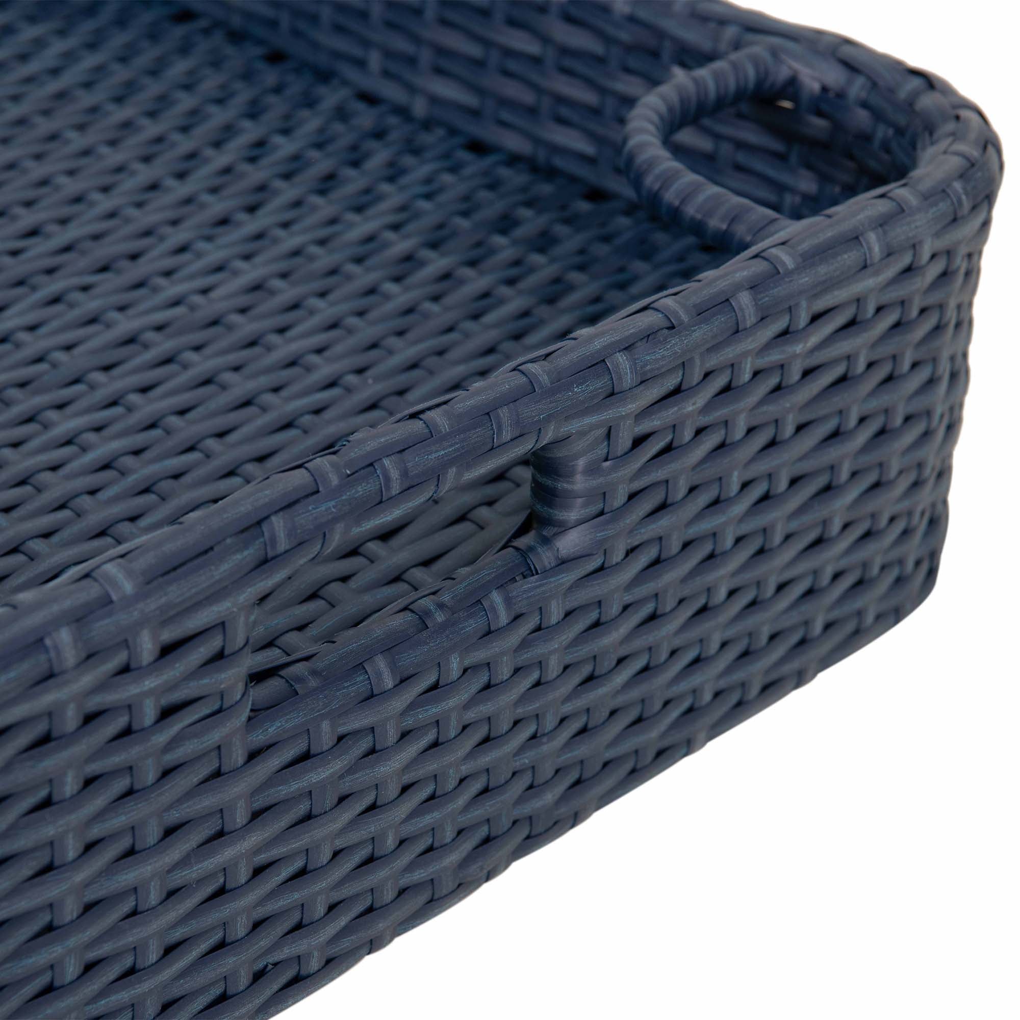 SUNJOY 24x24 Inch Aluminum Frame Wicker Floating Tray for Pool - Navy