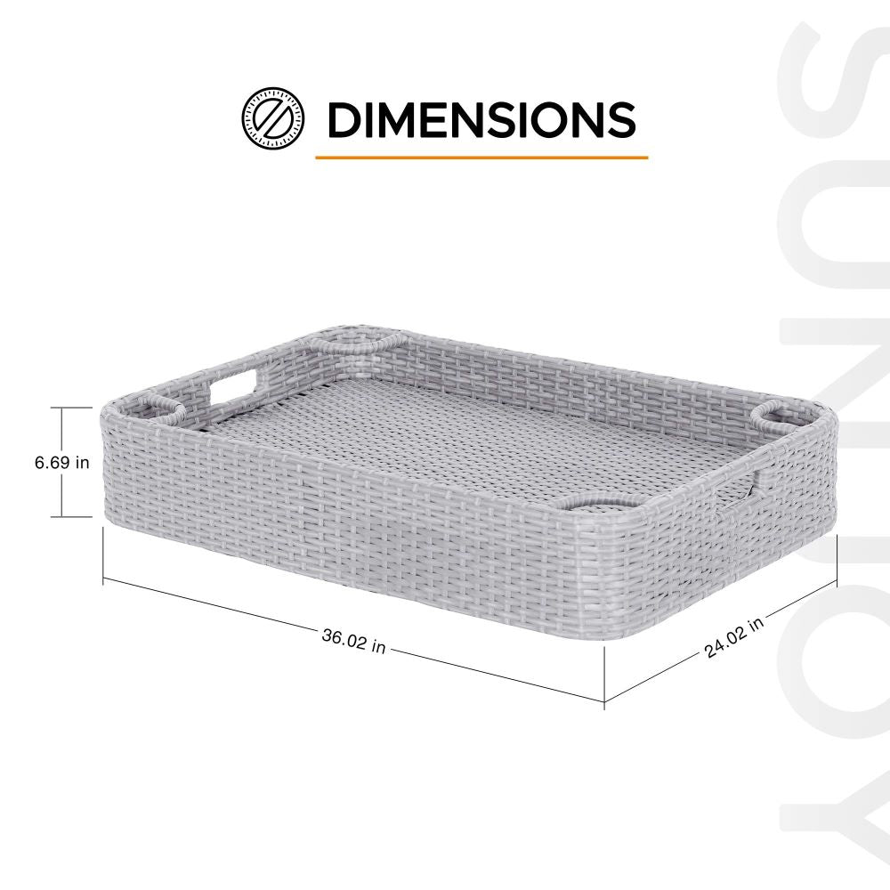 SUNJOY 36x24 Inch Wicker Floating Pool Tray for Drinks and Snacks.
