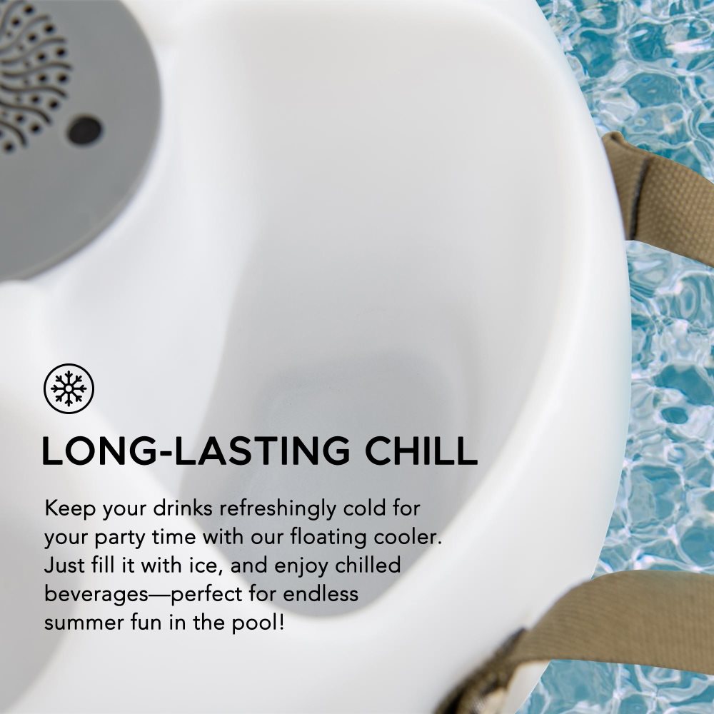 SUNJOY Floating Drink Holder with Ip66 Waterproof Bluetooth 5.0 Speaker.