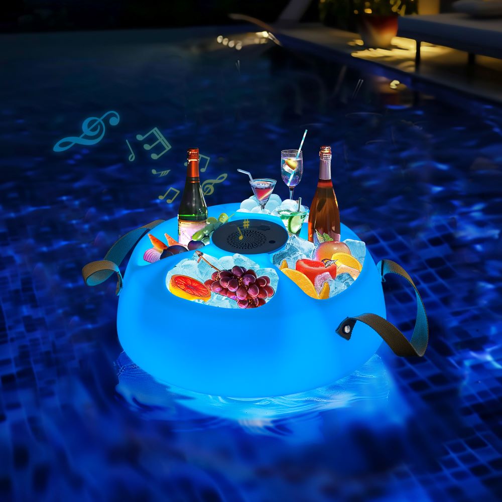 SUNJOY Floating Drink Holder with Ip66 Waterproof Bluetooth 5.0 Speaker.