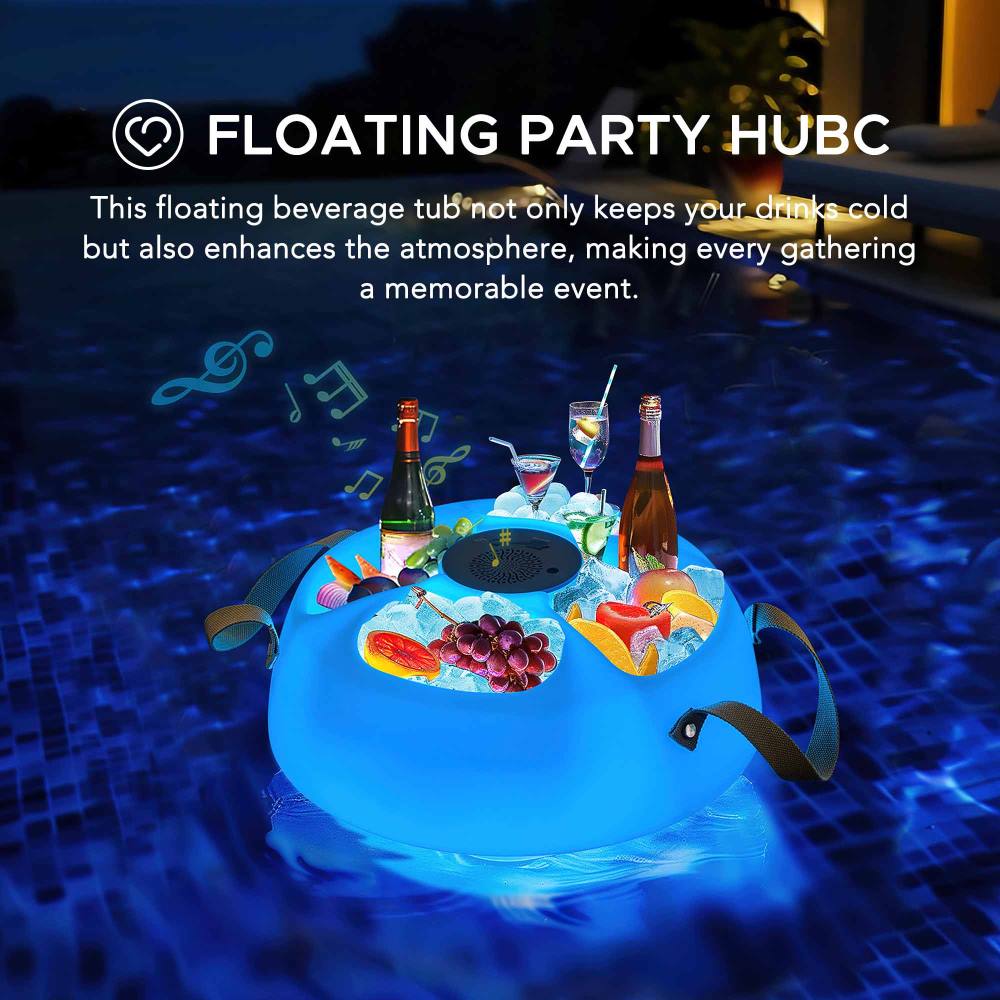SUNJOY Floating Drink Holder with Ip66 Waterproof Bluetooth 5.0 Speaker.