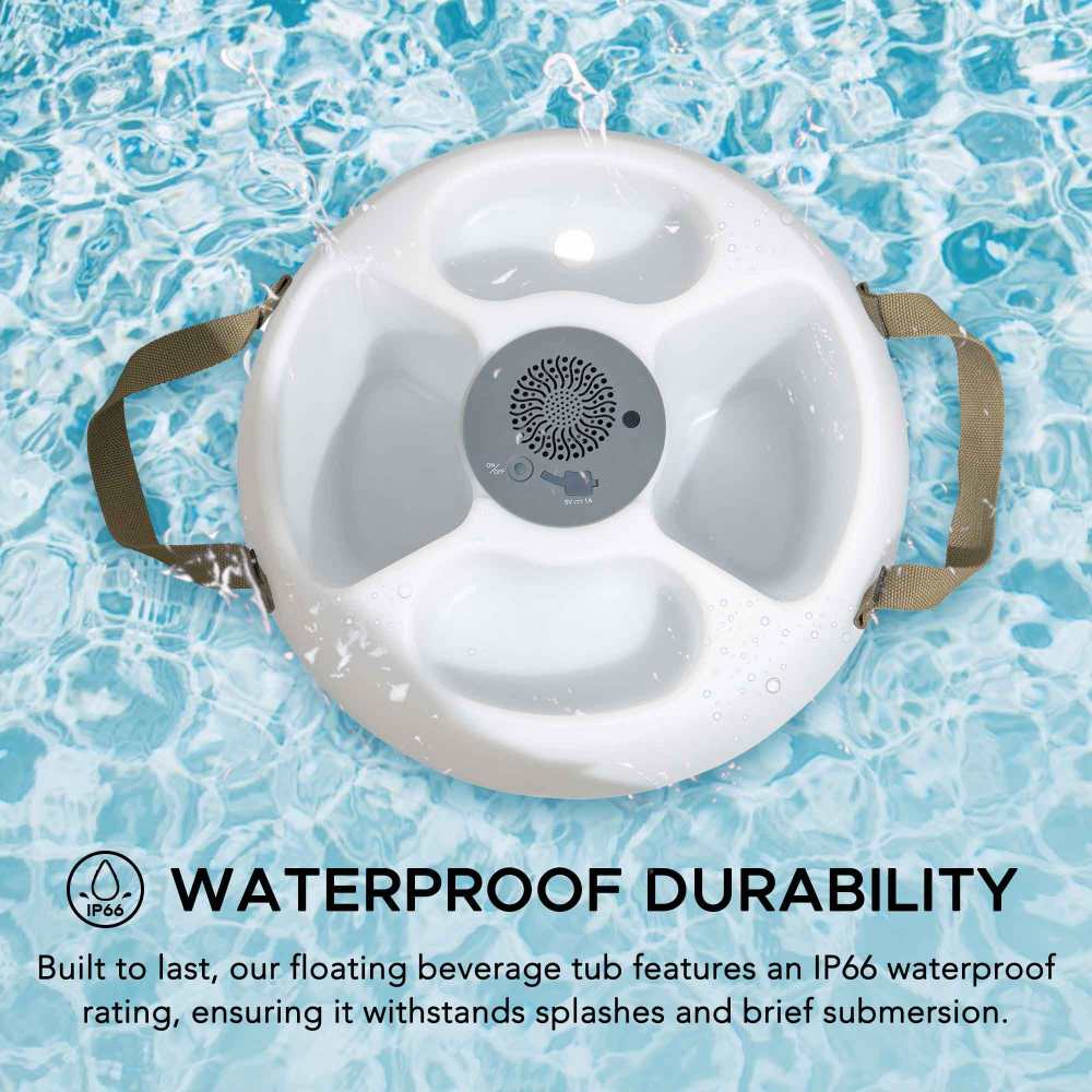SUNJOY Floating Drink Holder with Ip66 Waterproof Bluetooth 5.0 Speaker.