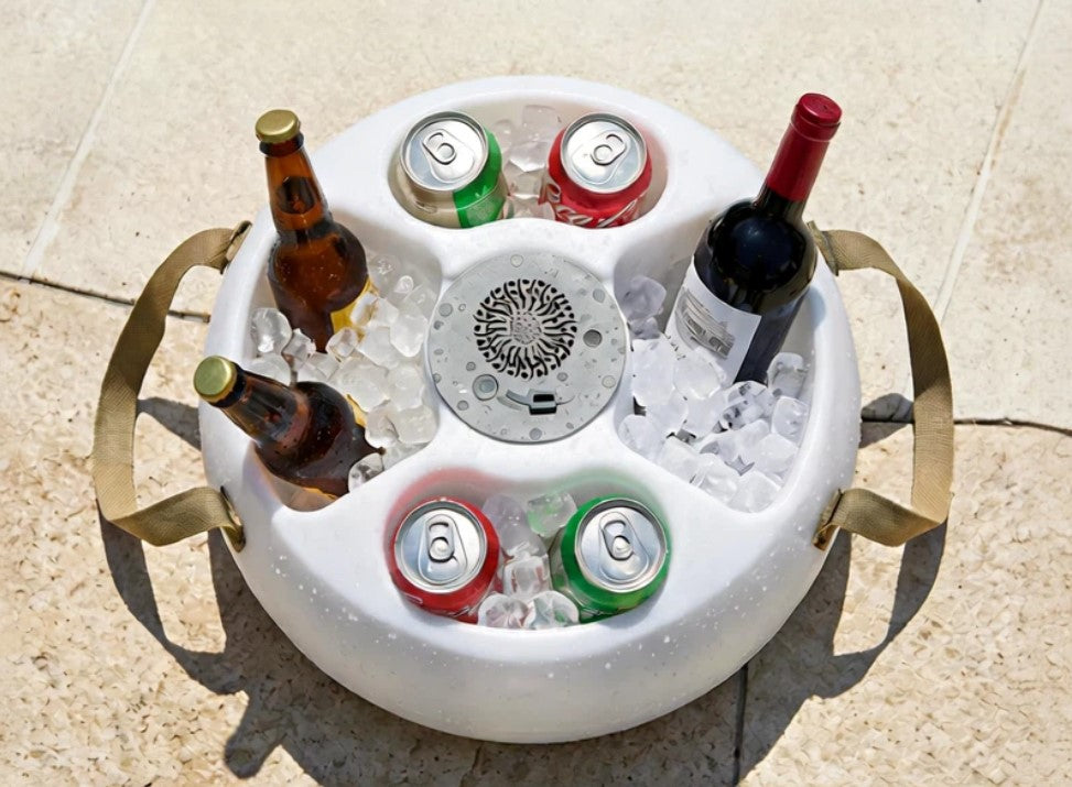 SUNJOY Floating Drink Holder with Ip66 Waterproof Bluetooth 5.0 Speaker
