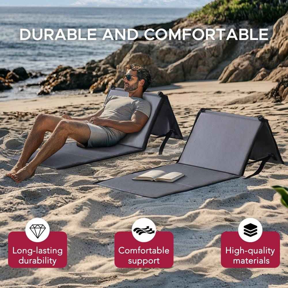 SUNJOY Outdoor Portable Folding Chair with Backrest (Set of 2) - Gray