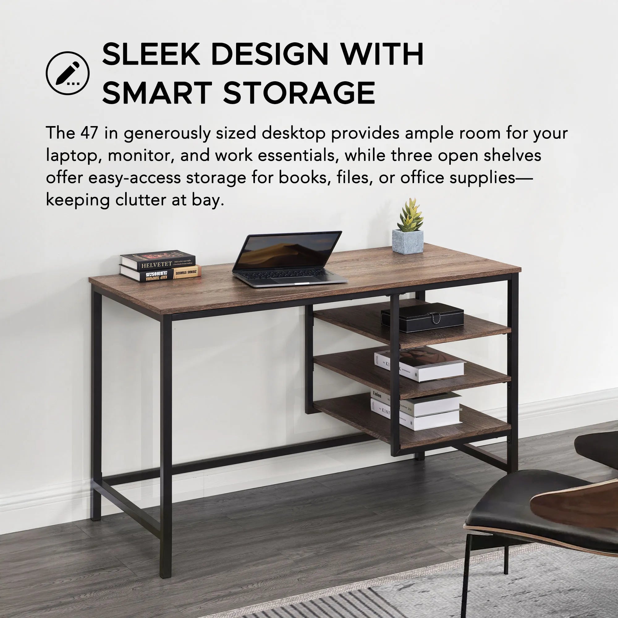SUNJOY 47" Industrial Design Home Office Computer Desk with Shelves