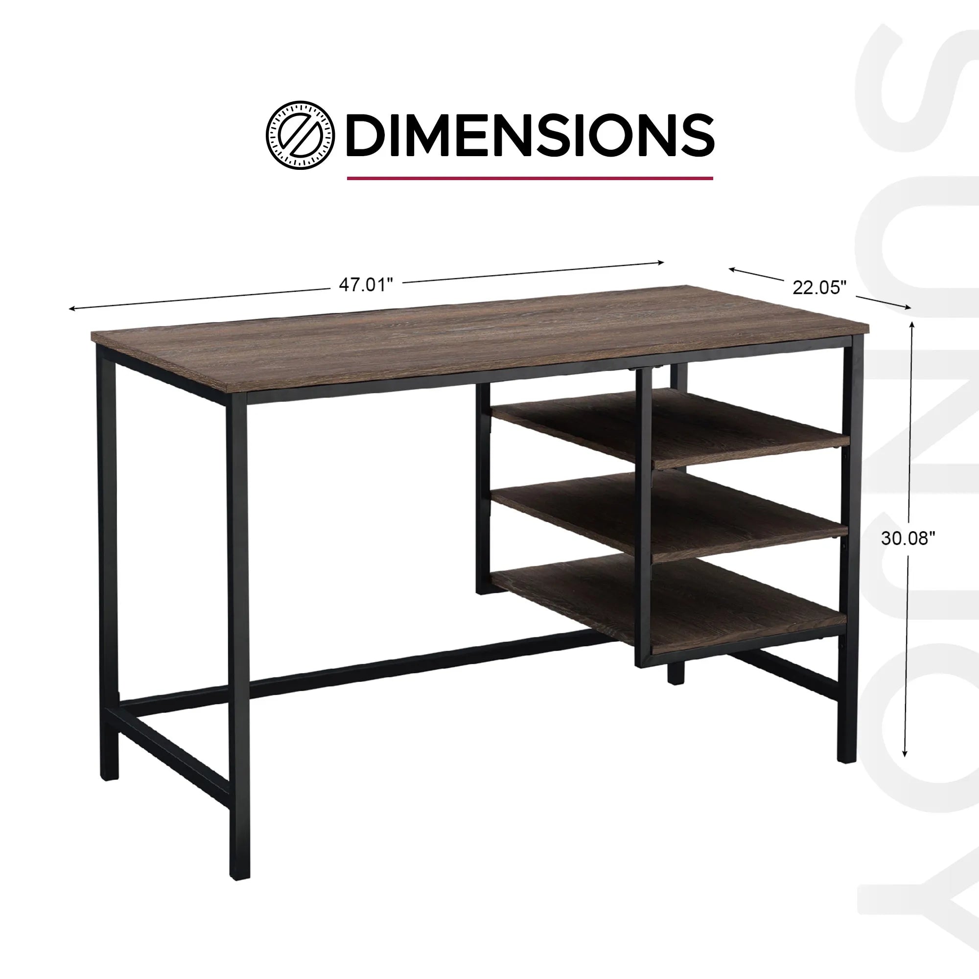 SUNJOY 47" Industrial Design Home Office Computer Desk with Shelves