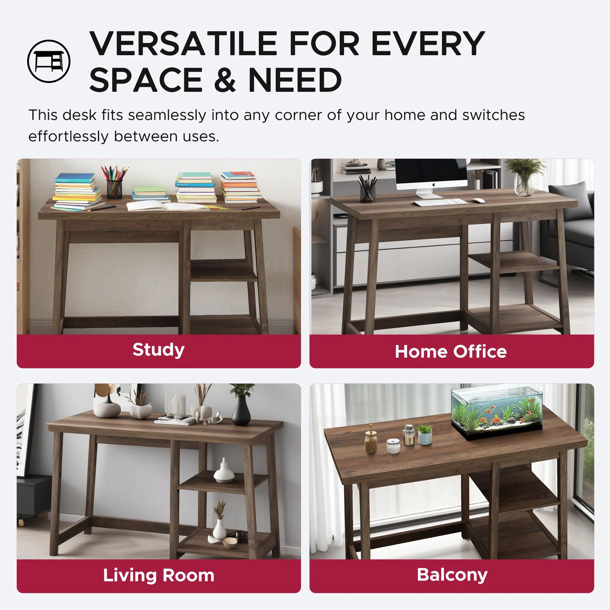 SUNJOY 46" Industrial Design Home Office Computer Desk with Shelves