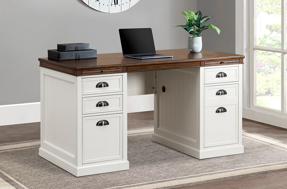 SUNJOY 58’’ Richland Double Pedestal Desk with Four Drawers and Two Cabinets