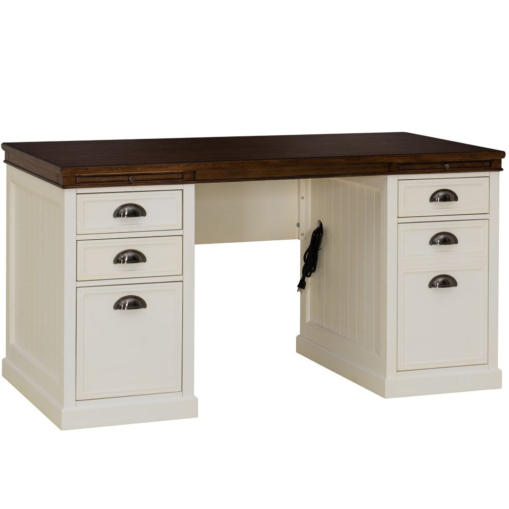SUNJOY 58’’ Richland Double Pedestal Desk with Four Drawers and Two Cabinets