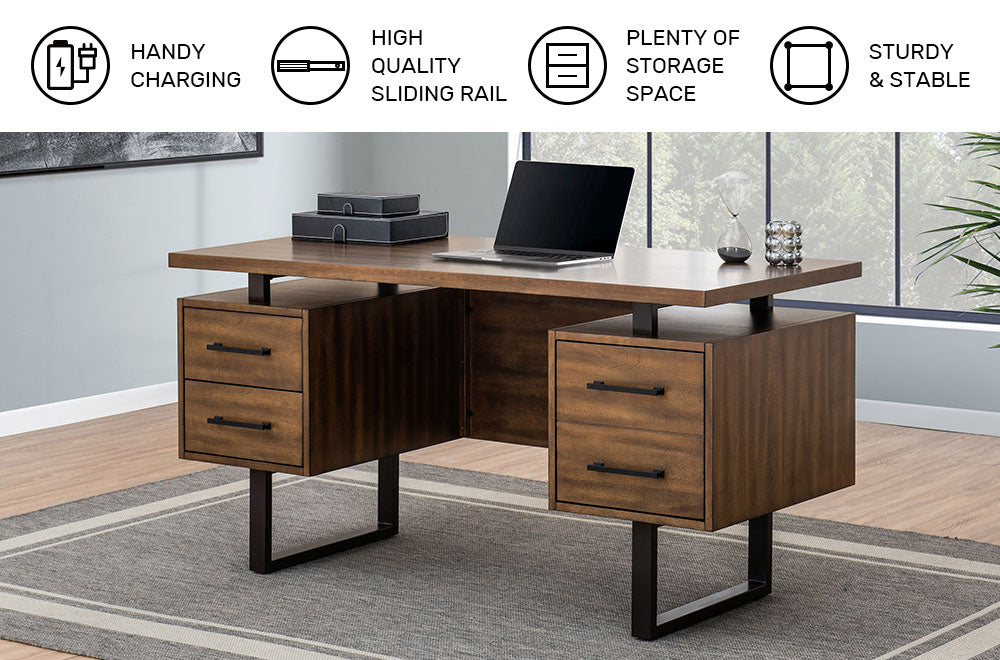 SUNJOY 60’’ Milano Floating Pedestal Desk with Four Drawers