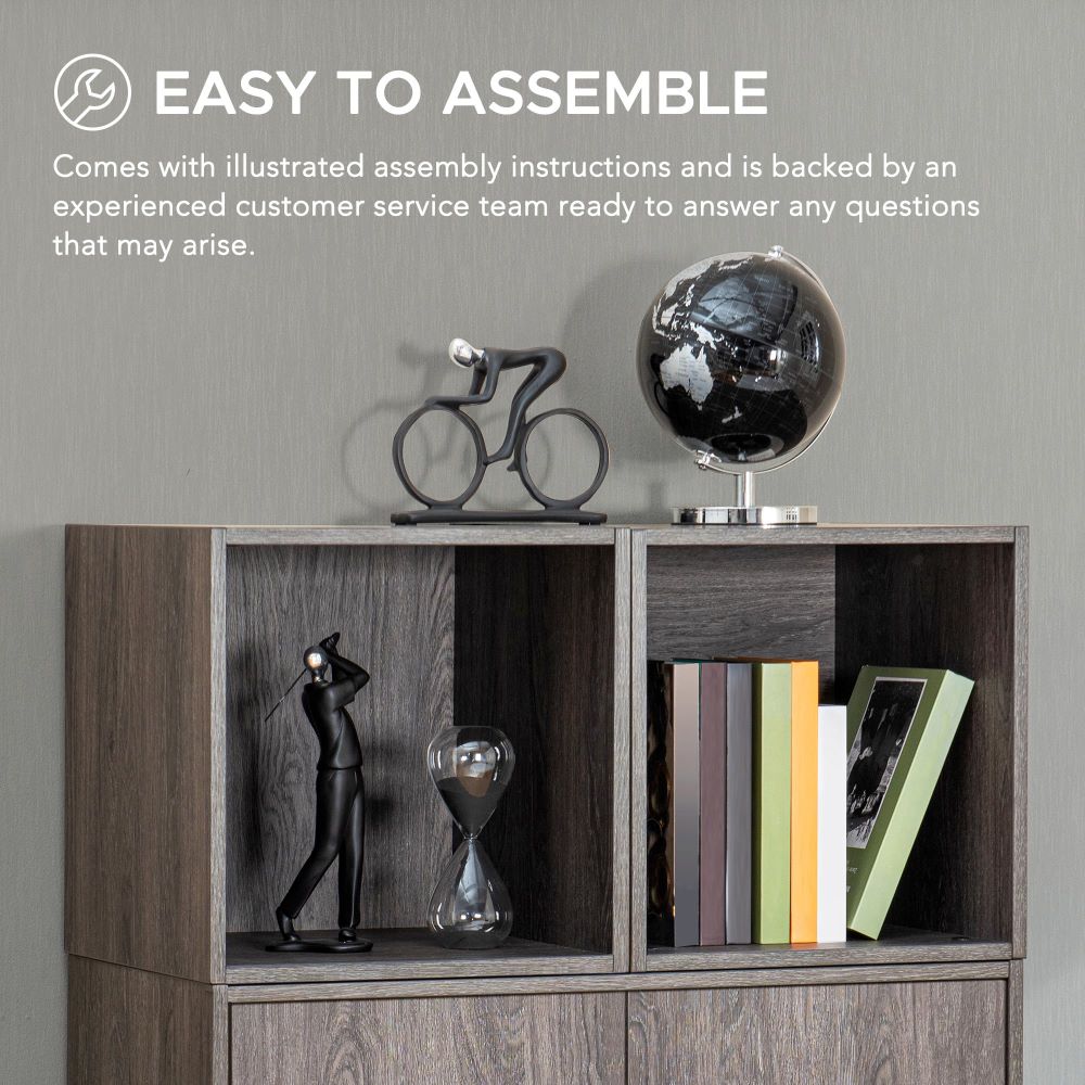 SUNJOY Quub Open Cabinet, Space Saving Stackable MDF Wood Cabinet for Living Room, Bedroom and Other Indoor Space