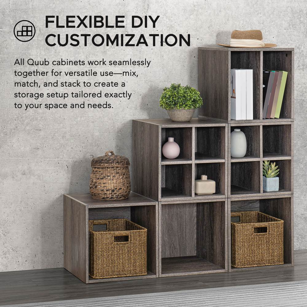 SUNJOY Quub Open Cabinet, Space Saving Stackable MDF Wood Cabinet for Living Room, Bedroom and Other Indoor Space