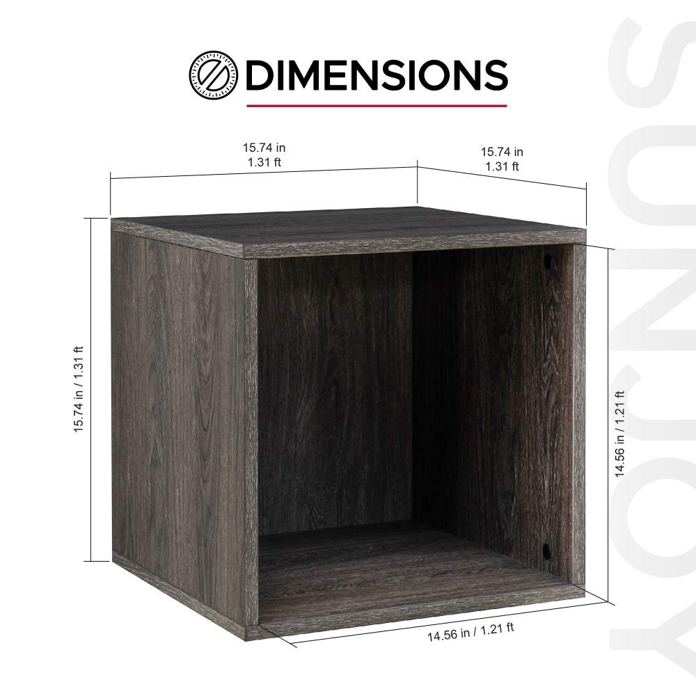 SUNJOY Quub Open Cabinet, Space Saving Stackable MDF Wood Cabinet for Living Room, Bedroom and Other Indoor Space