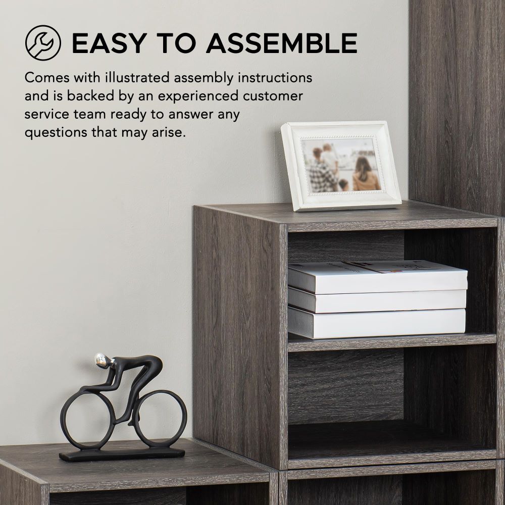 SUNJOY Quub Split Cabinet, Space Saving Stackable MDF Wood Cabinet for Living Room, Bedroom and Other Indoor Space