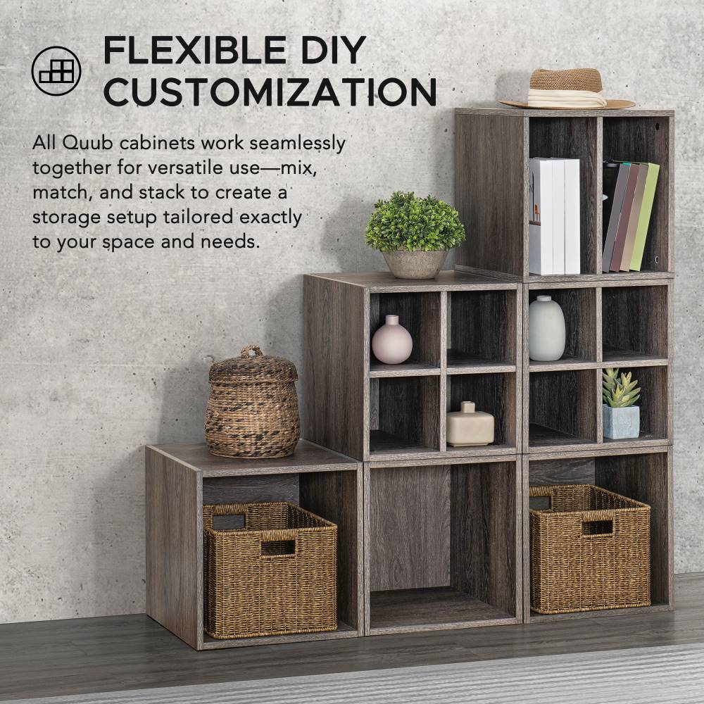 SUNJOY Quub Split Cabinet, Space Saving Stackable MDF Wood Cabinet for Living Room, Bedroom and Other Indoor Space