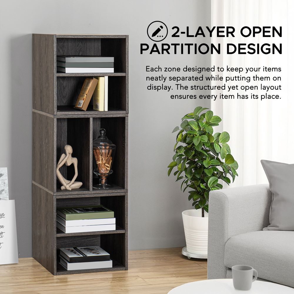 SUNJOY Quub Split Cabinet, Space Saving Stackable MDF Wood Cabinet for Living Room, Bedroom and Other Indoor Space