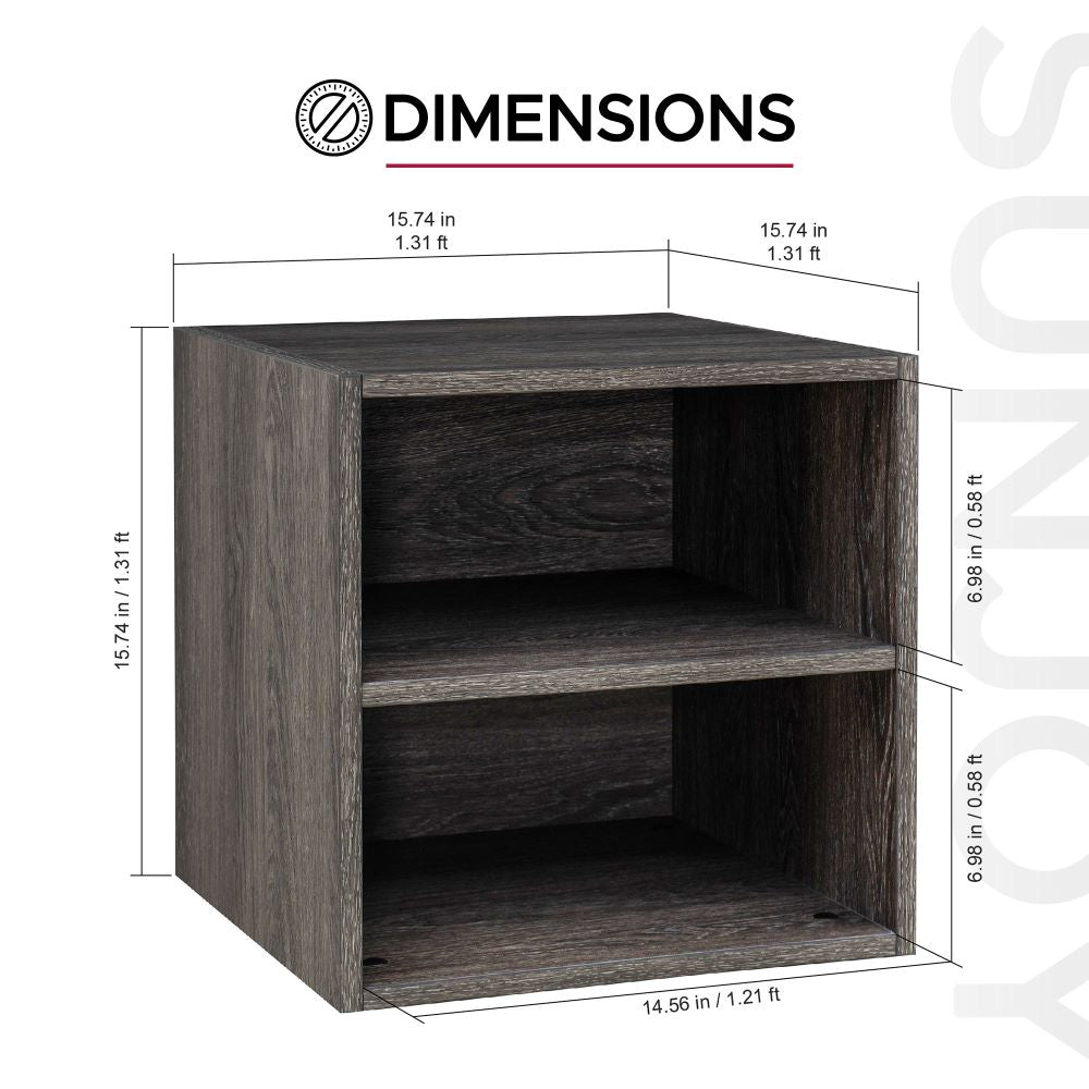 SUNJOY Quub Split Cabinet, Space Saving Stackable MDF Wood Cabinet for Living Room, Bedroom and Other Indoor Space