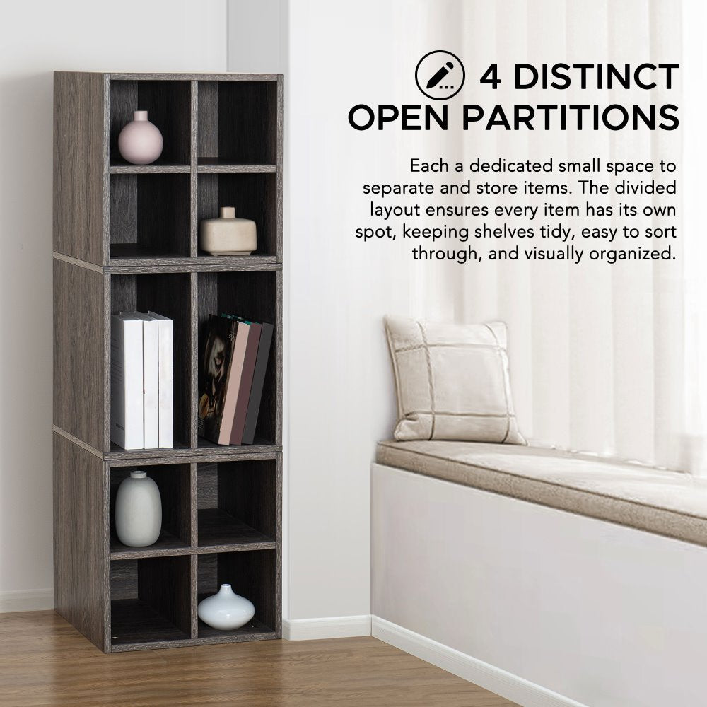 SUNJOY Quub Quarter Cabinet, Space Saving Stackable MDF Wood Cabinet for Living Room, Bedroom and Other Indoor Space