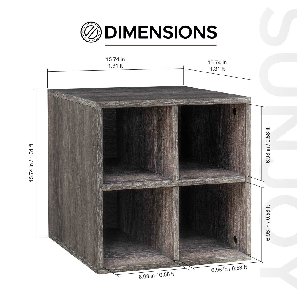 SUNJOY Quub Quarter Cabinet, Space Saving Stackable MDF Wood Cabinet for Living Room, Bedroom and Other Indoor Space