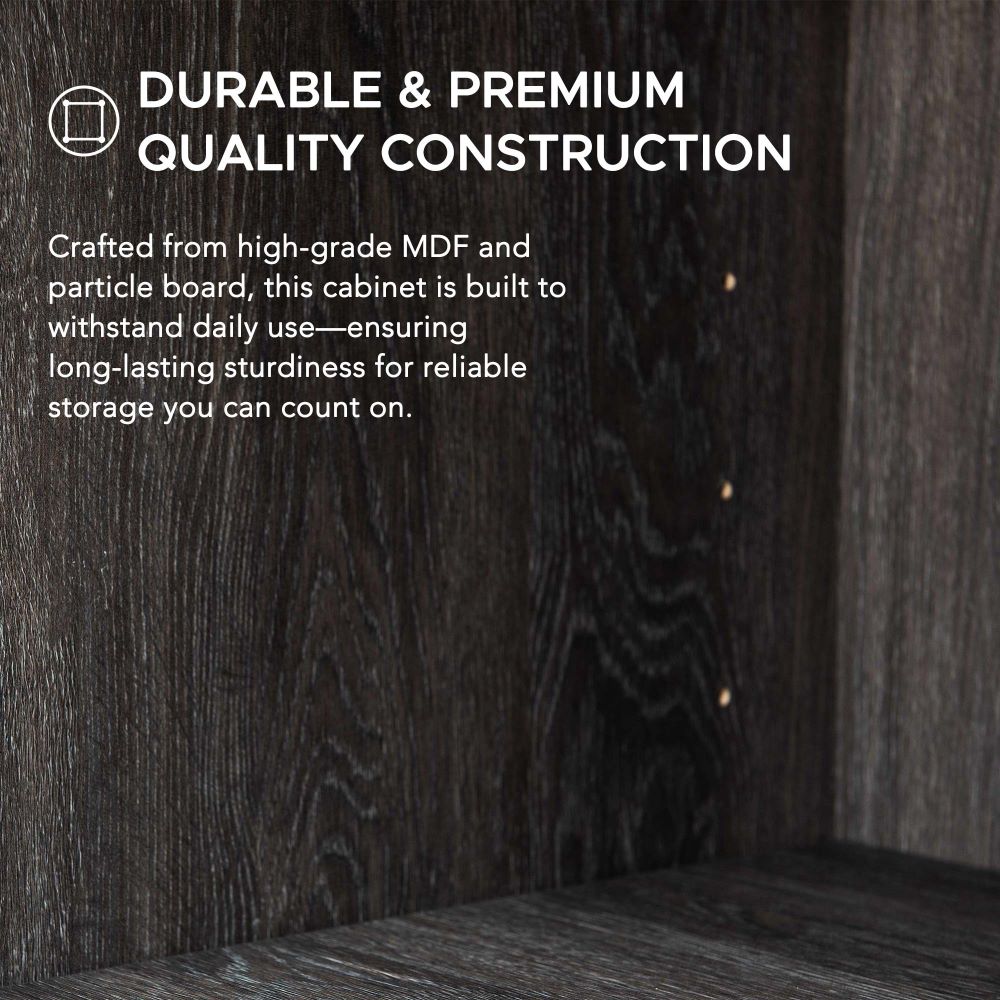 SUNJOY Quub Two Door Cabinet, Space Saving Stackable MDF Wood Cabinet for Living Room, Bedroom and Other Indoor Space