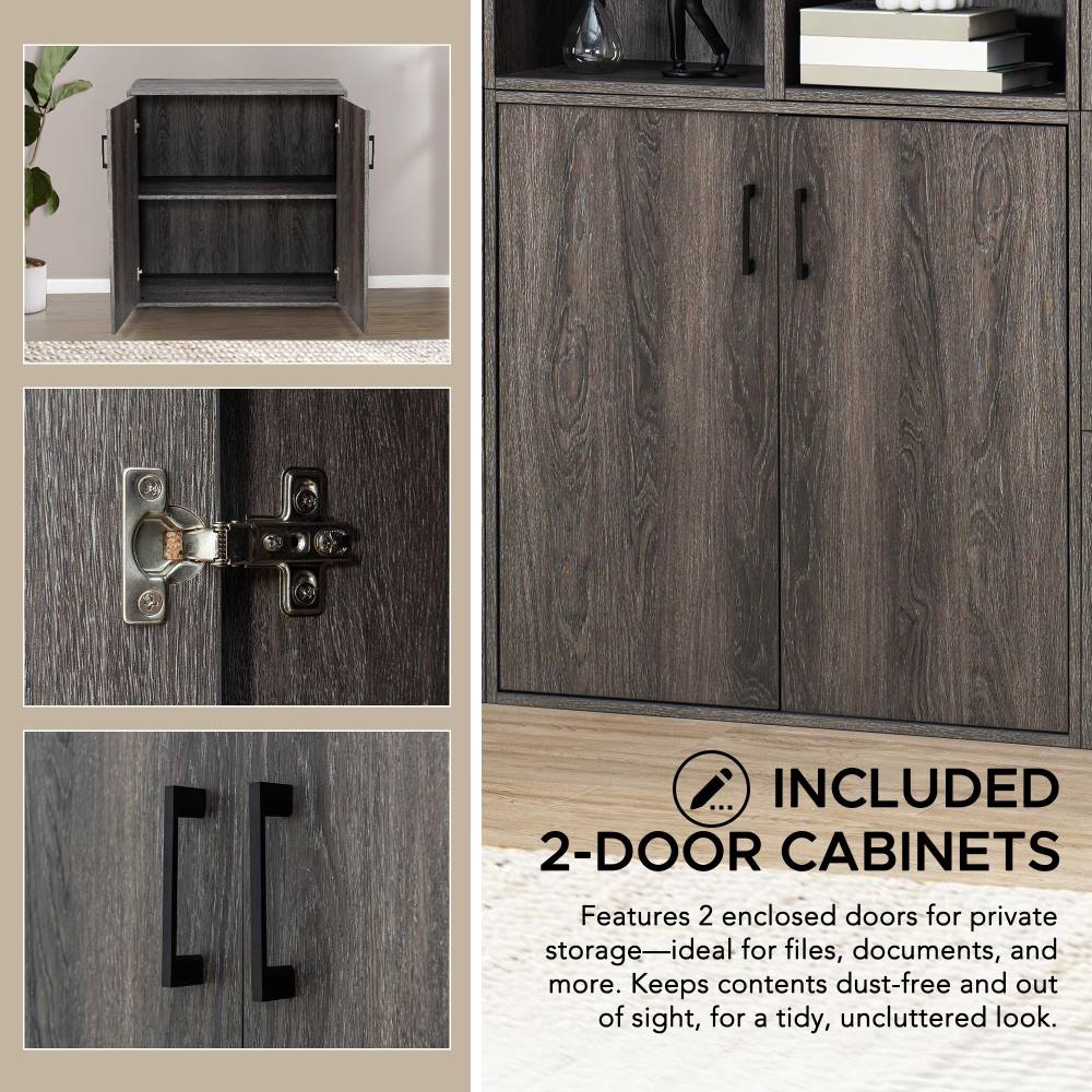 SUNJOY Quub Two Door Cabinet, Space Saving Stackable MDF Wood Cabinet for Living Room, Bedroom and Other Indoor Space