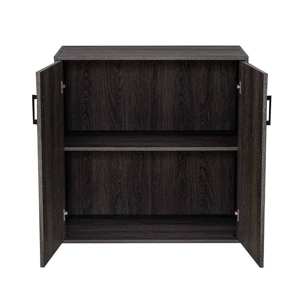 SUNJOY Quub Two Door Cabinet, Space Saving Stackable MDF Wood Cabinet for Living Room, Bedroom and Other Indoor Space.