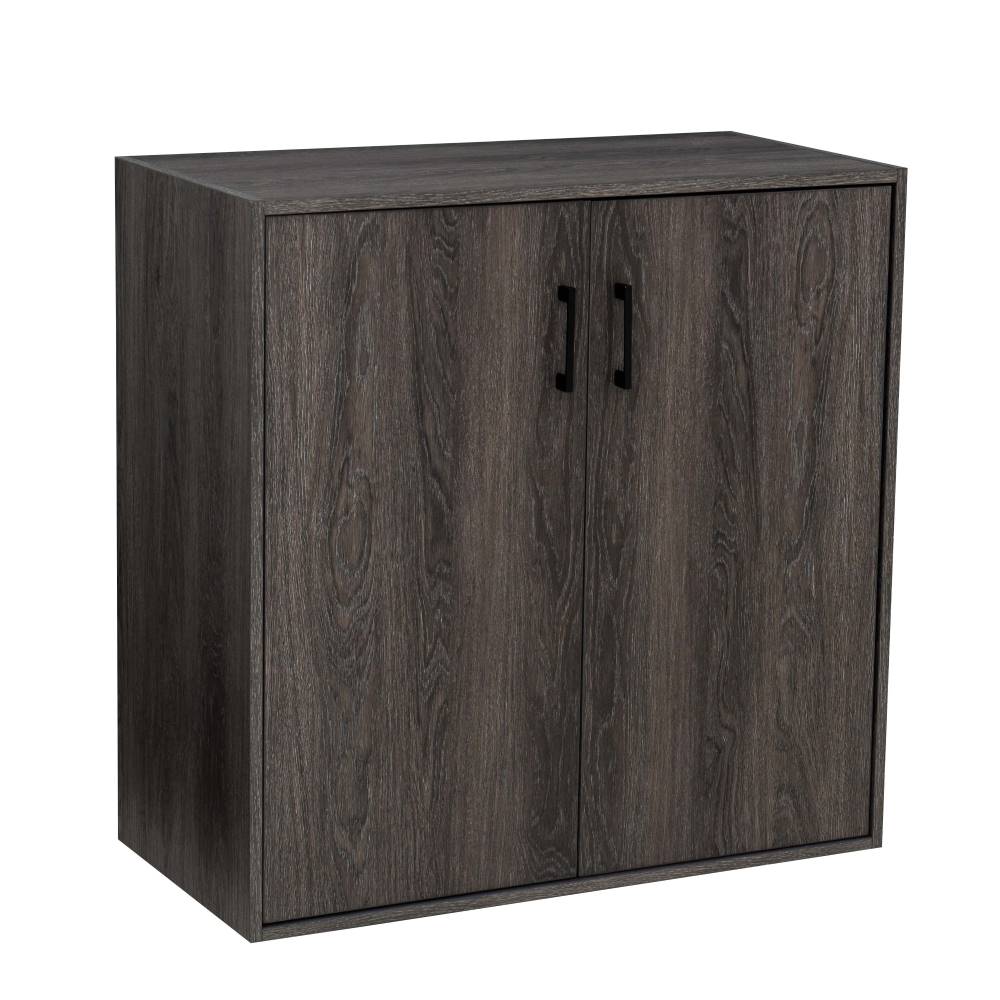 SUNJOY Quub Two Door Cabinet, Space Saving Stackable MDF Wood Cabinet for Living Room, Bedroom and Other Indoor Space