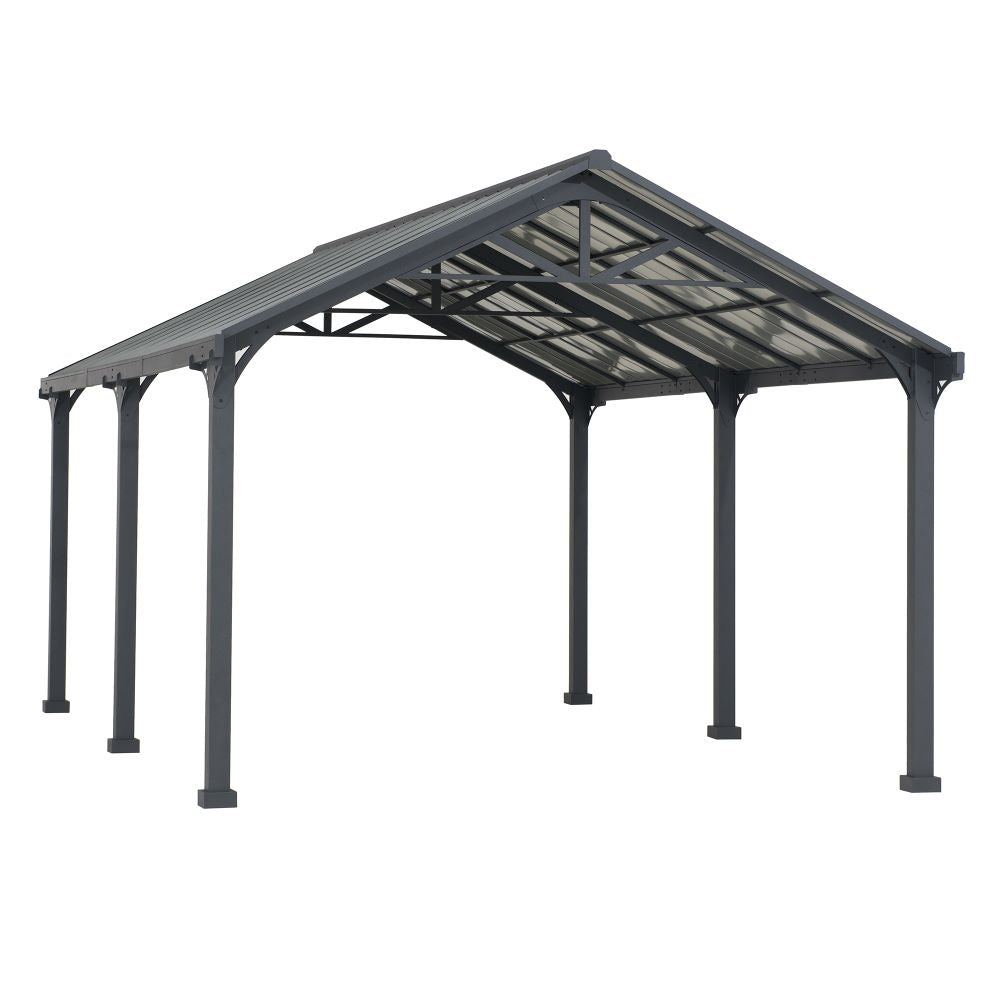 SUNJOY 12x20 Metal Carport Gable Roof Gazebo with 2 Ceiling Hooks