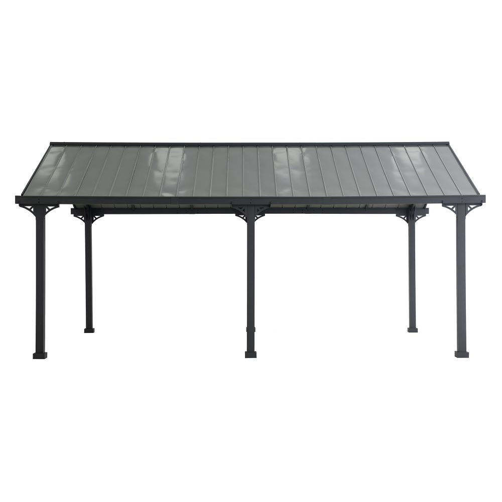 SUNJOY 12x20 Metal Carport Gable Roof Gazebo with 2 Ceiling Hooks