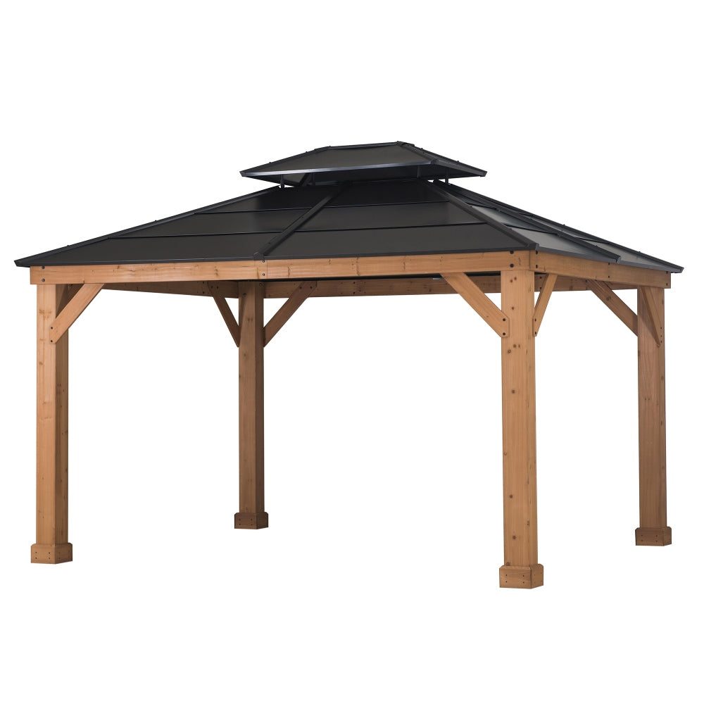 SUNJOY 11x13 Hardtop Gazebo with Cedar Frame and Ceiling Hook.