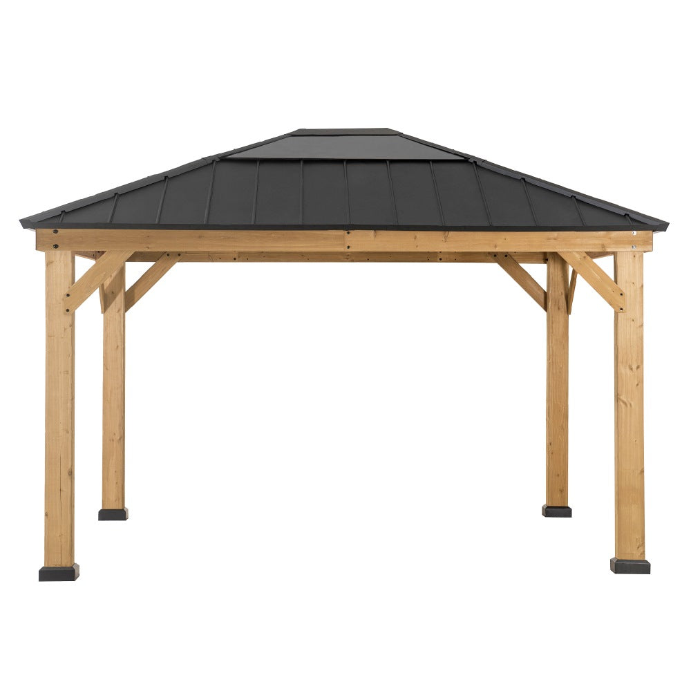 SUNJOY 11x13 Wooden Gazebo Kits with Skylight and Ceiling Hook.