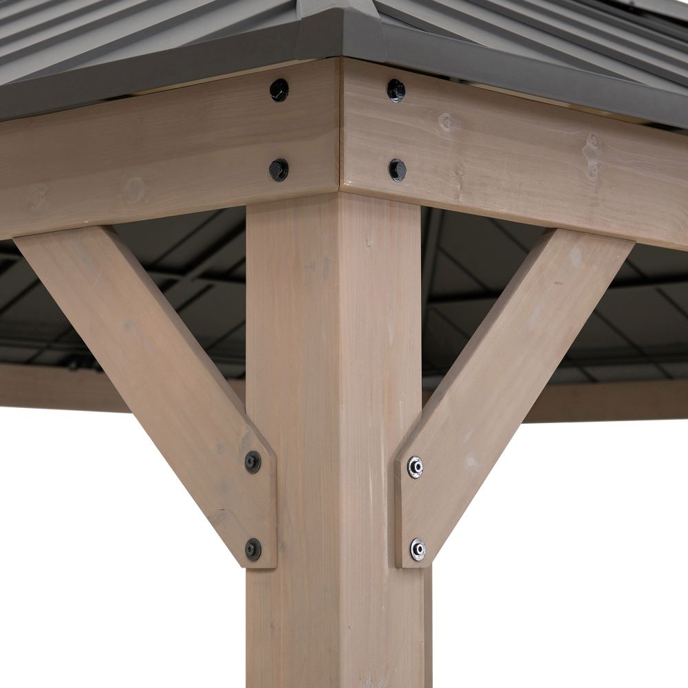 SUNJOY 13x15 Wooden Gazebo with Translucent Skylight and Ceiling Hook