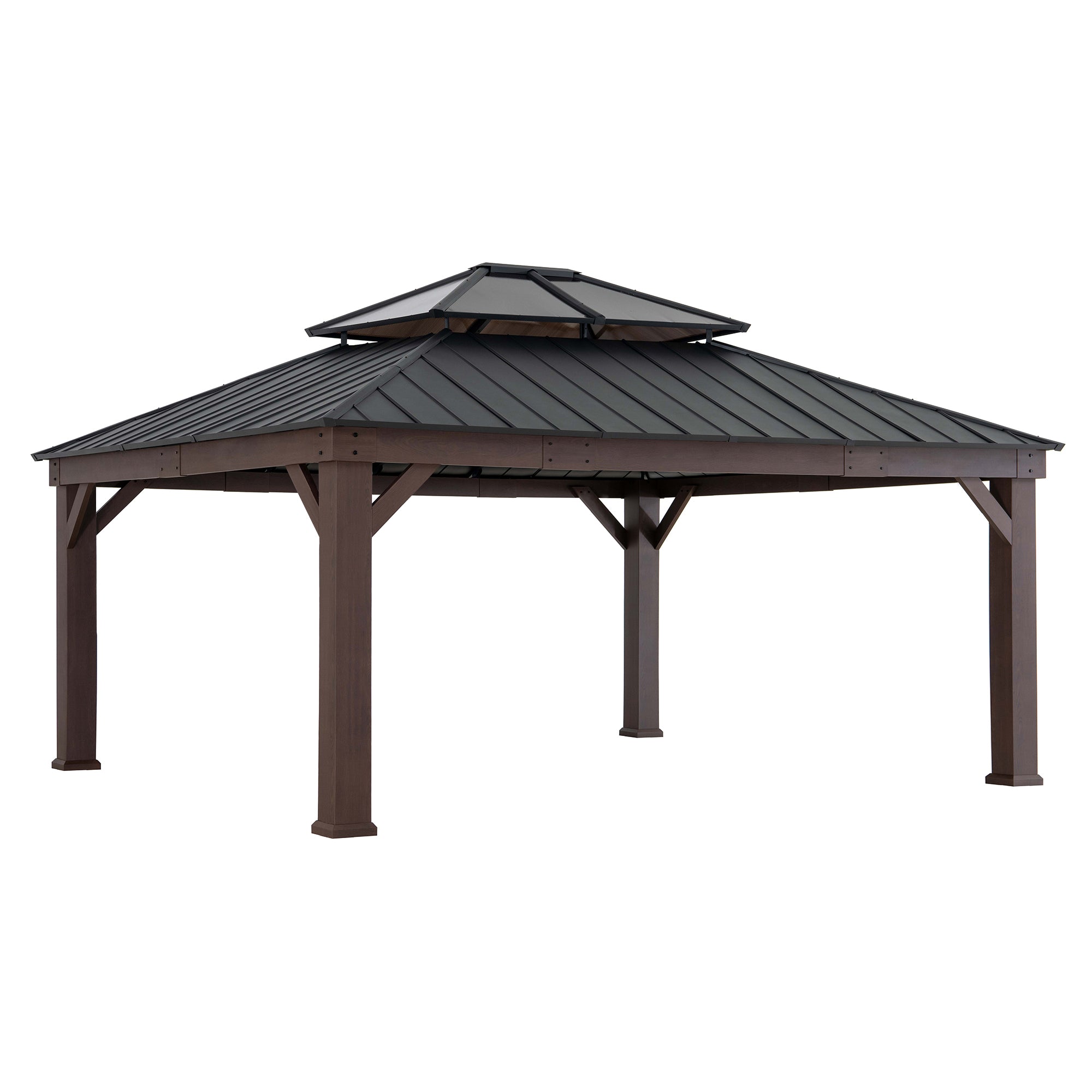 Sunjoy 16' x 18' Fenwick Hardtop Gazebo – Steel Roof & Aluminum Frame