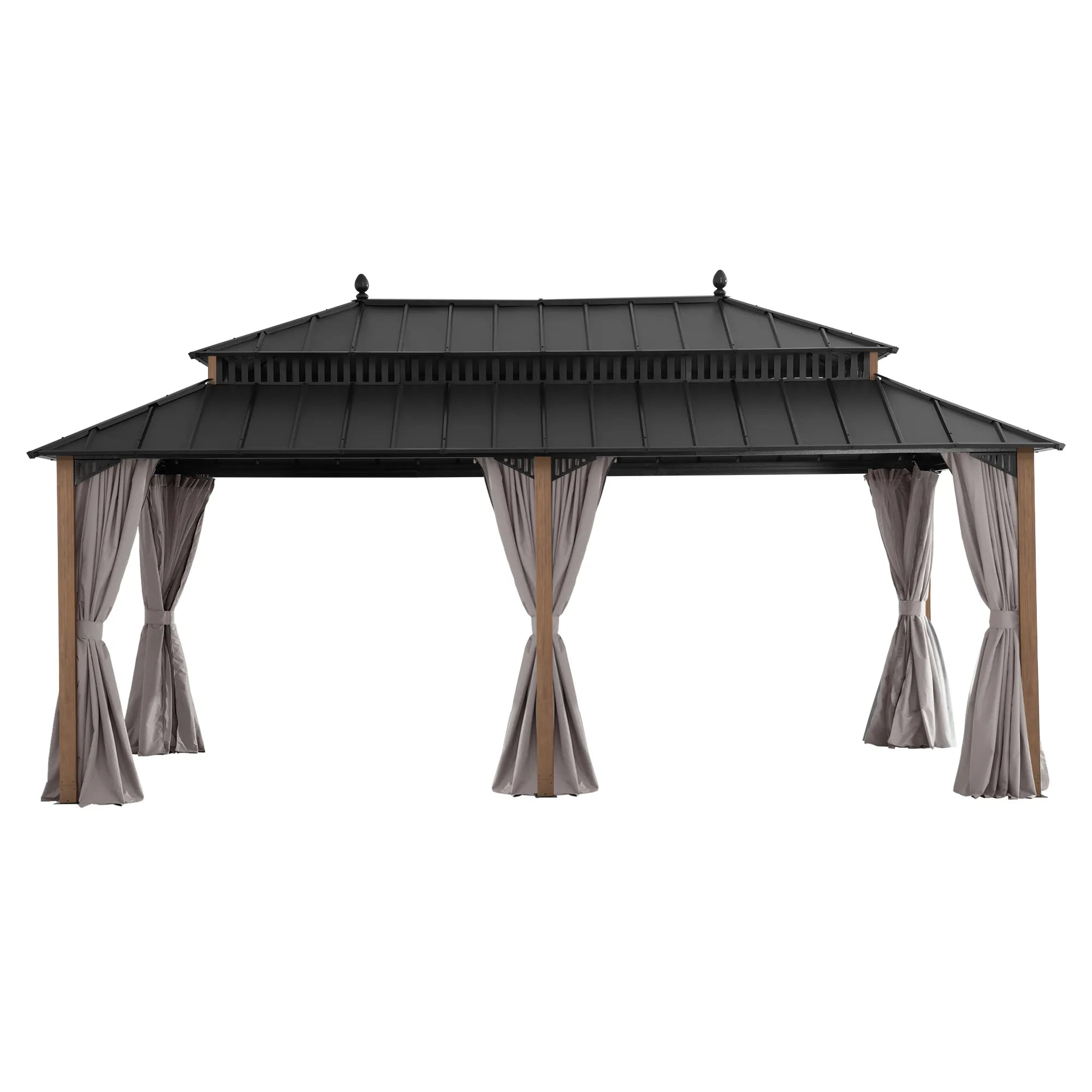 Kingston Aluminum Gazebo - Natural Woodgrain, 12x20