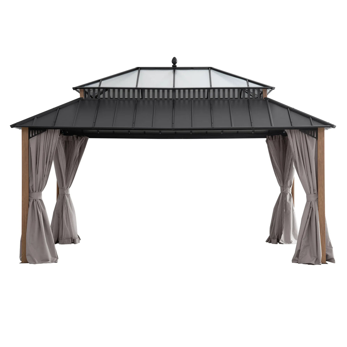 ティンシャオクァン 豊穣 16x12 Aluminum Gazebo with Polycarbonate & Steel Roof - SUNJOY