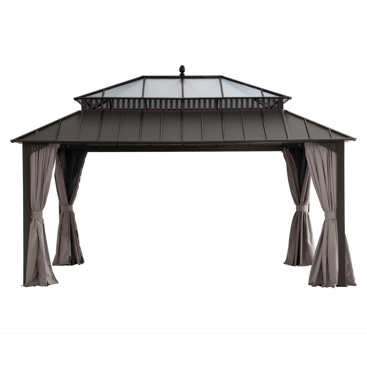 16x12 Garden Gazebo with Aluminum Frame, Netting & Curtain - SUNJOY