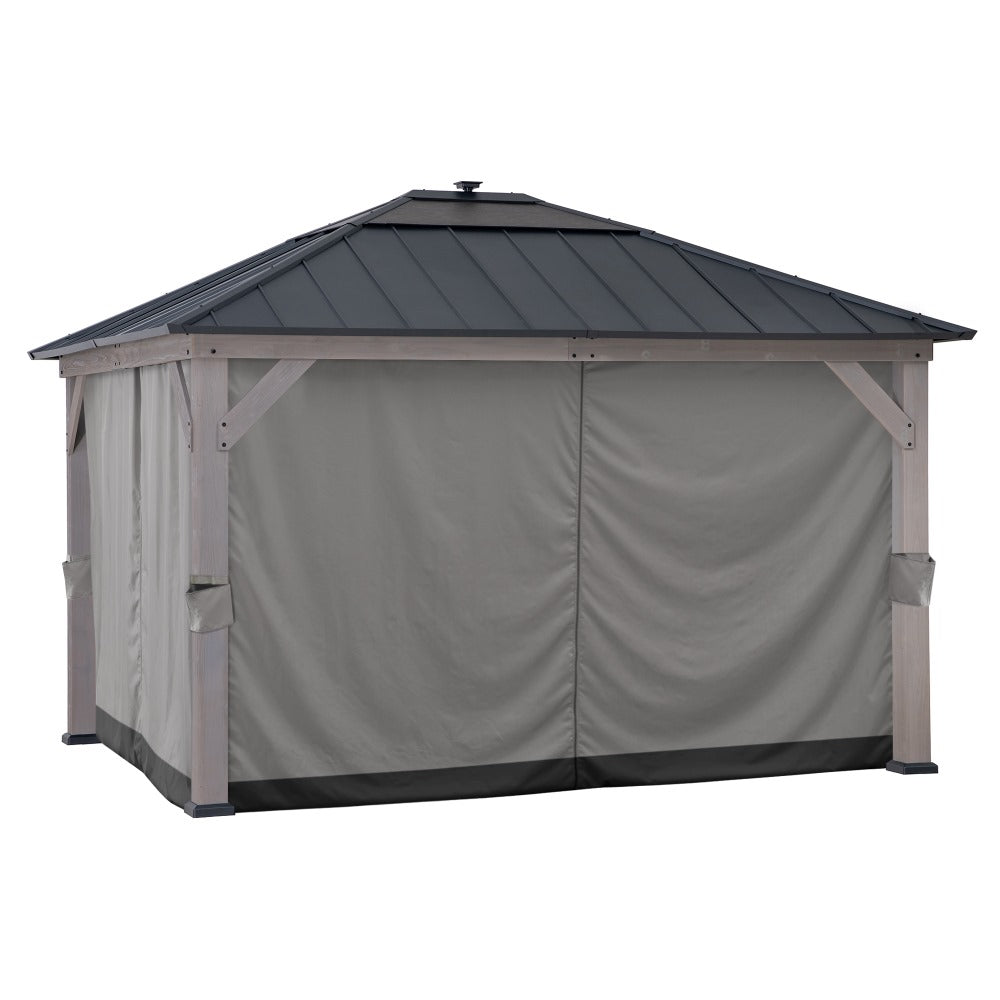 SUNJOY Outdoor Four-Side Privacy Replacement Curtain Set for 11 ft. x 13 ft. Gazebo - Gray